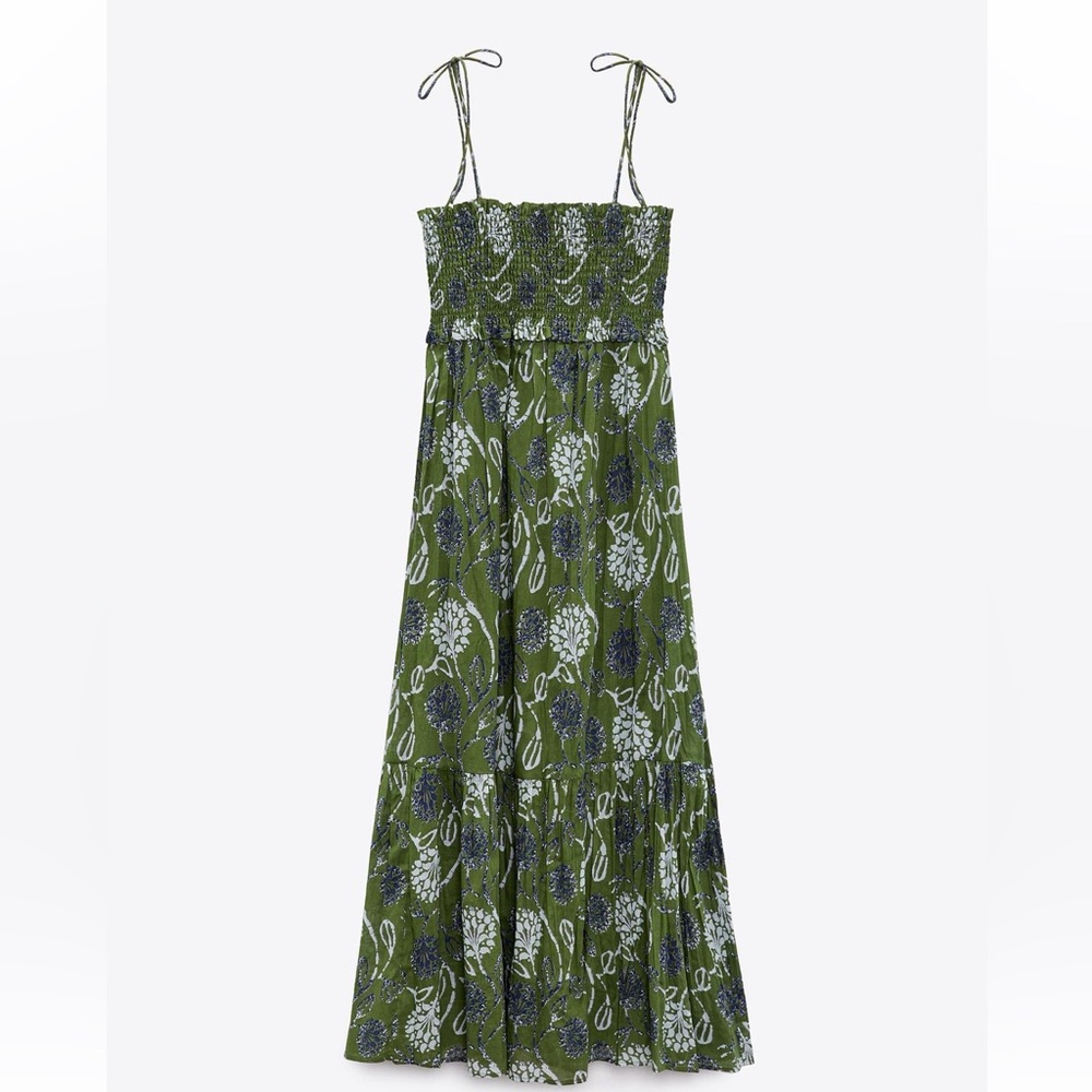 Zara Olive Floral Maxi Dress